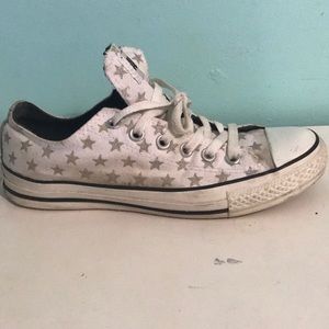 White Converse with Silver Stars